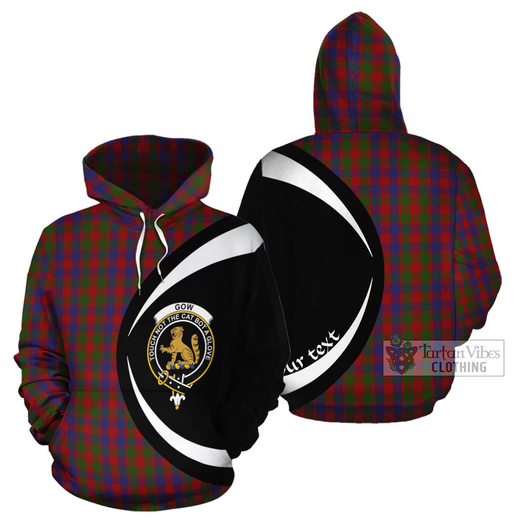 Gow Tartan Cotton Hoodie with Family Crest Circle Style Zip Hoodie - Tartan Vibes Clothing