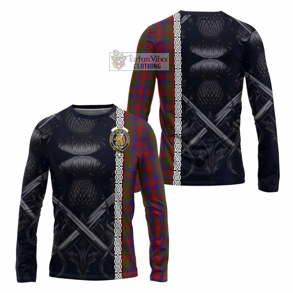 Gow Tartan Long Sleeve T-Shirt with Family Crest Cross Sword Thistle Celtic Vibes - Tartan Vibes Clothing