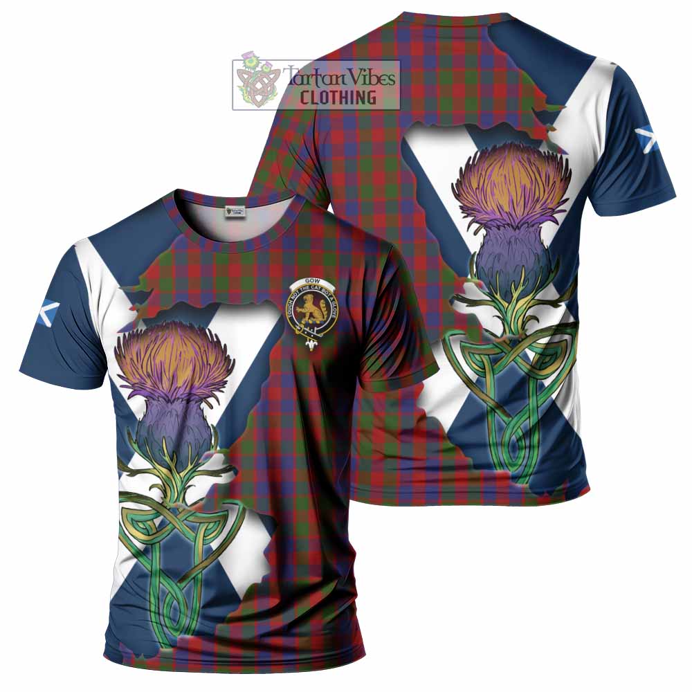 Gow Tartan Family Crest T-Shirt Scottish Thistle Celtic Inspired - Tartan Vibes Clothing