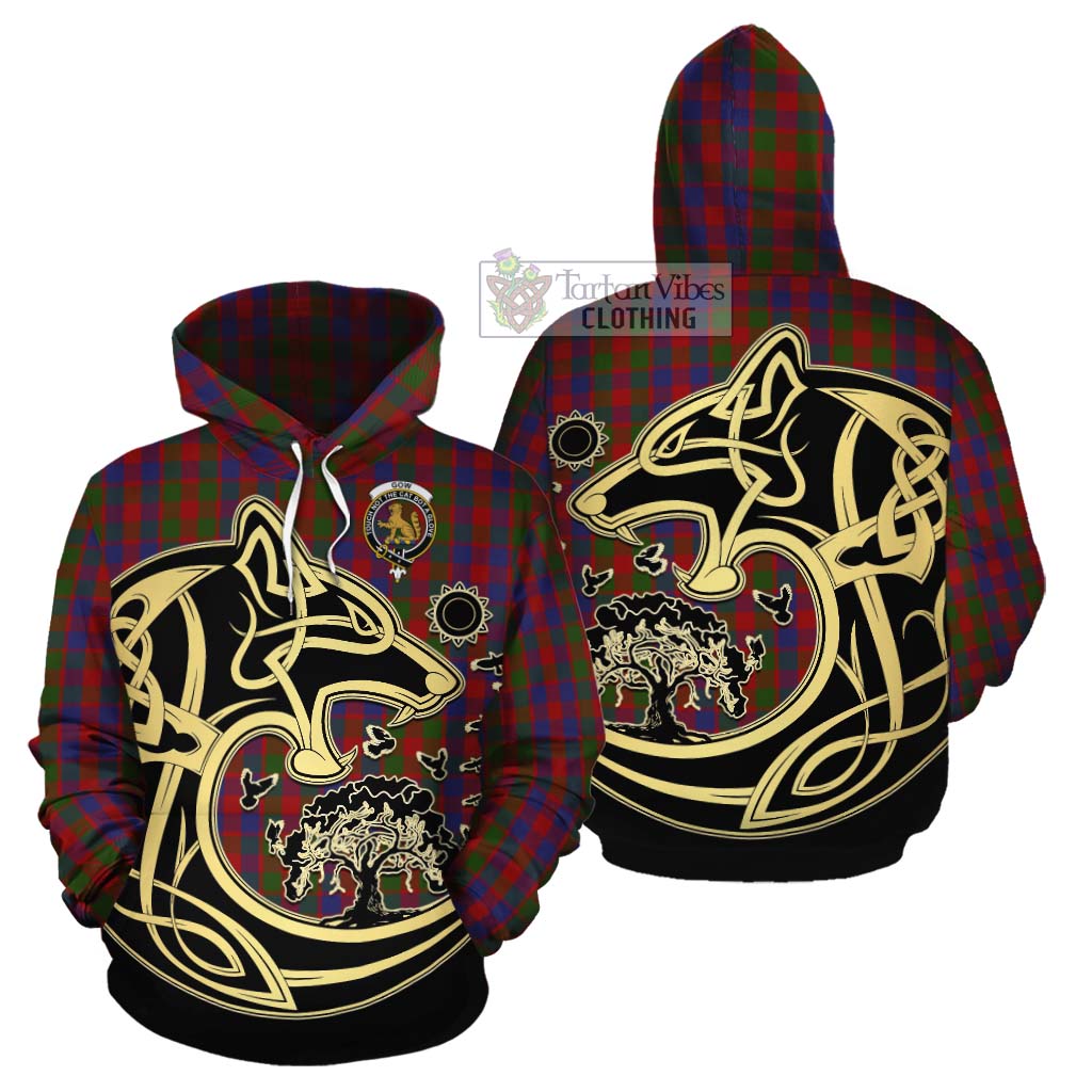 Gow Tartan Cotton Hoodie with Family Crest Celtic Wolf Style Zip Hoodie - Tartan Vibes Clothing