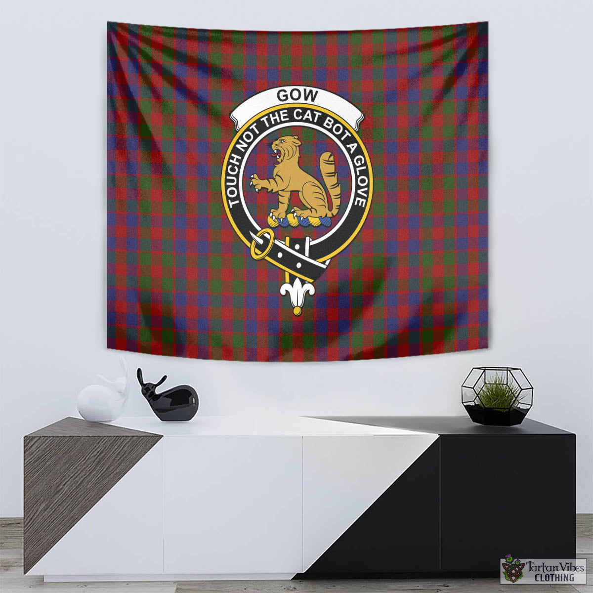 Gow Tartan Tapestry Wall Hanging and Home Decor for Room with Family Crest - Tartan Vibes Clothing