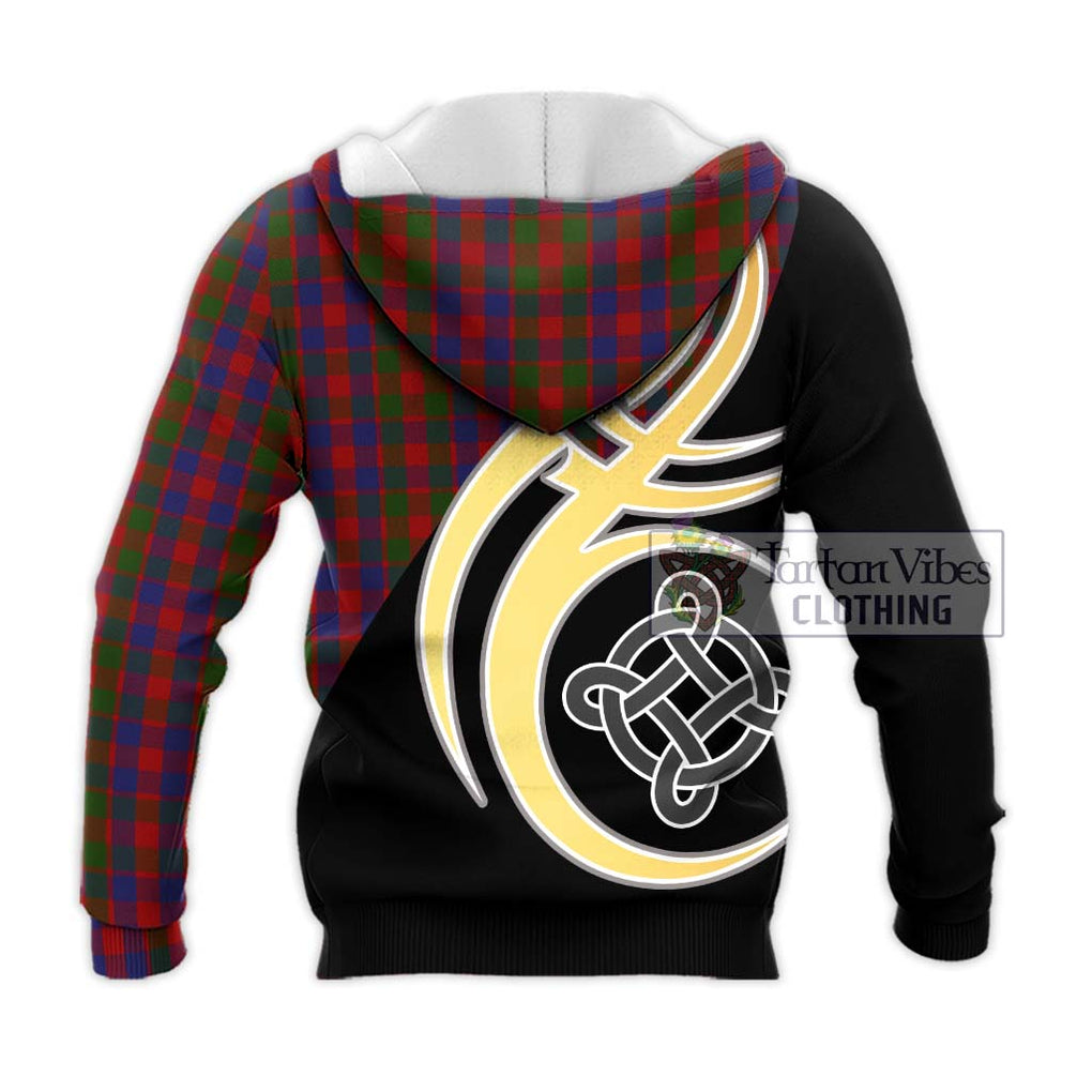 Gow Tartan Knitted Hoodie with Family Crest and Celtic Symbol Style - Tartan Vibes Clothing