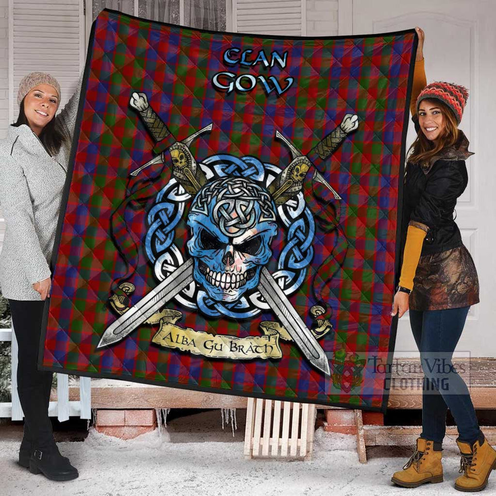 Gow Tartan Quilt with Celtic Skull Alba Gu Brath Style - Tartan Vibes Clothing