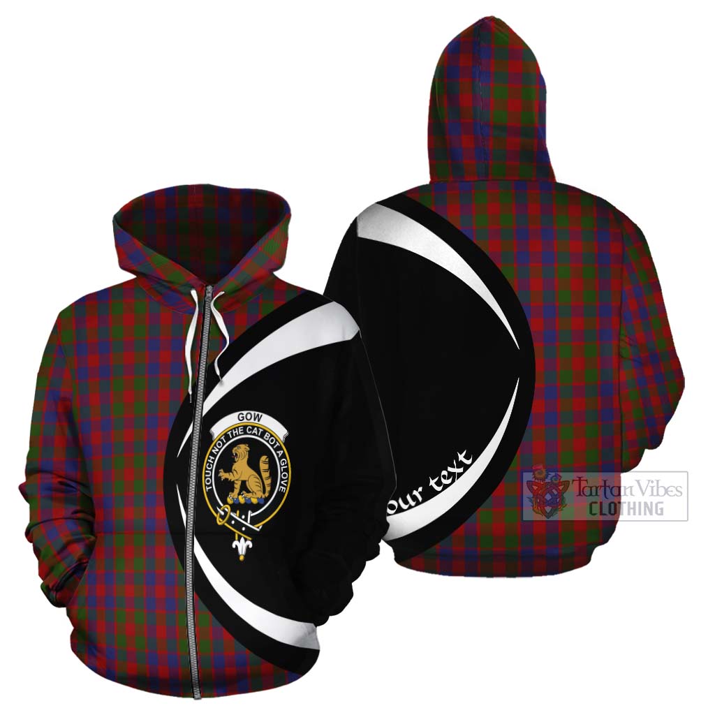 Gow Tartan Cotton Hoodie with Family Crest Circle Style - Tartan Vibes Clothing