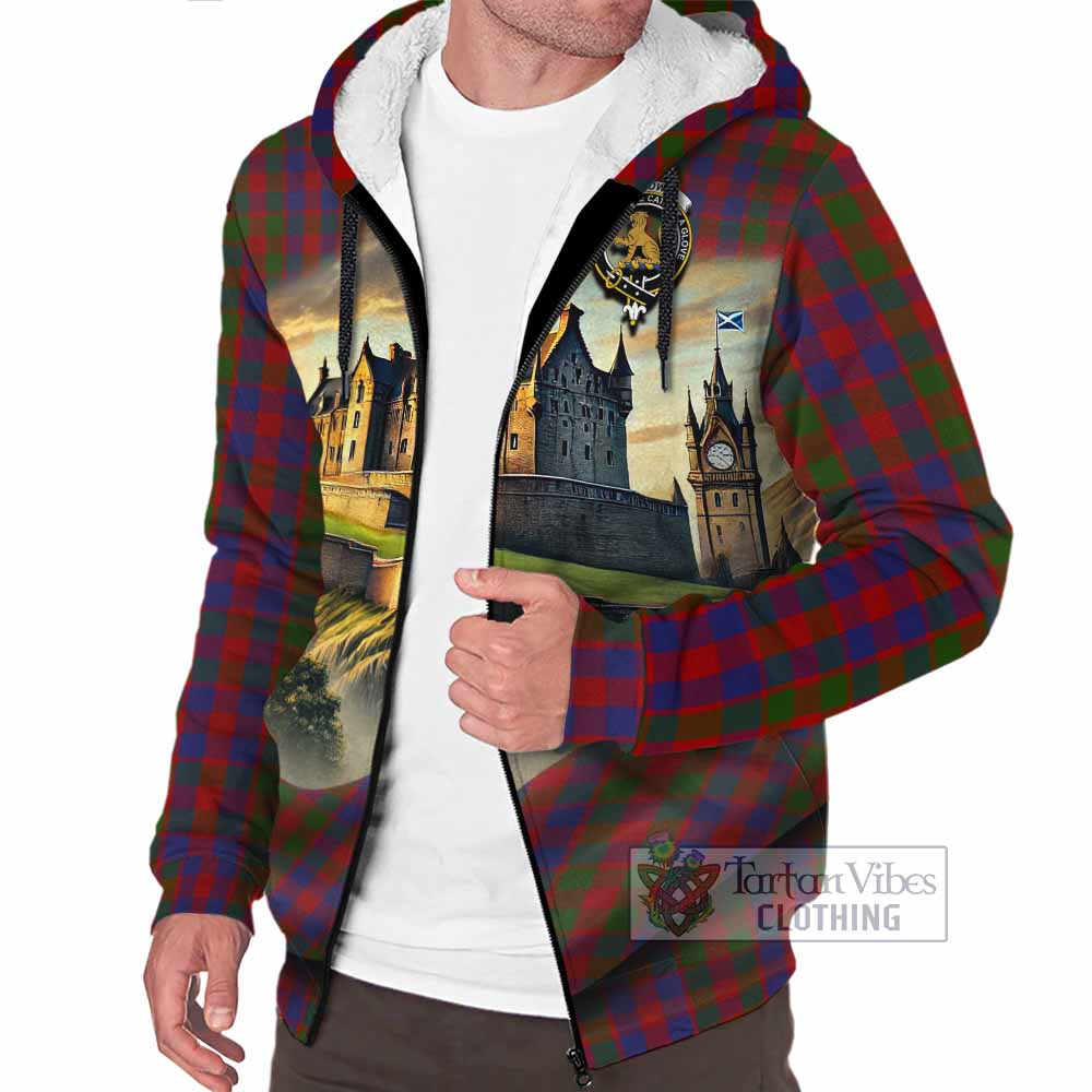 Gow Tartan Family Crest Sherpa Hoodie with Scottish Ancient Castle Style - Tartan Vibes Clothing