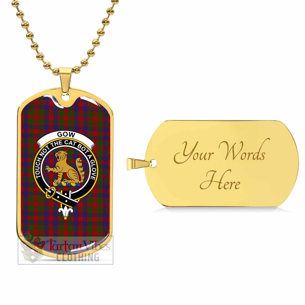 Gow Tartan Dog Tag Necklace with Family Crest Gold Yes - Tartan Vibes Clothing