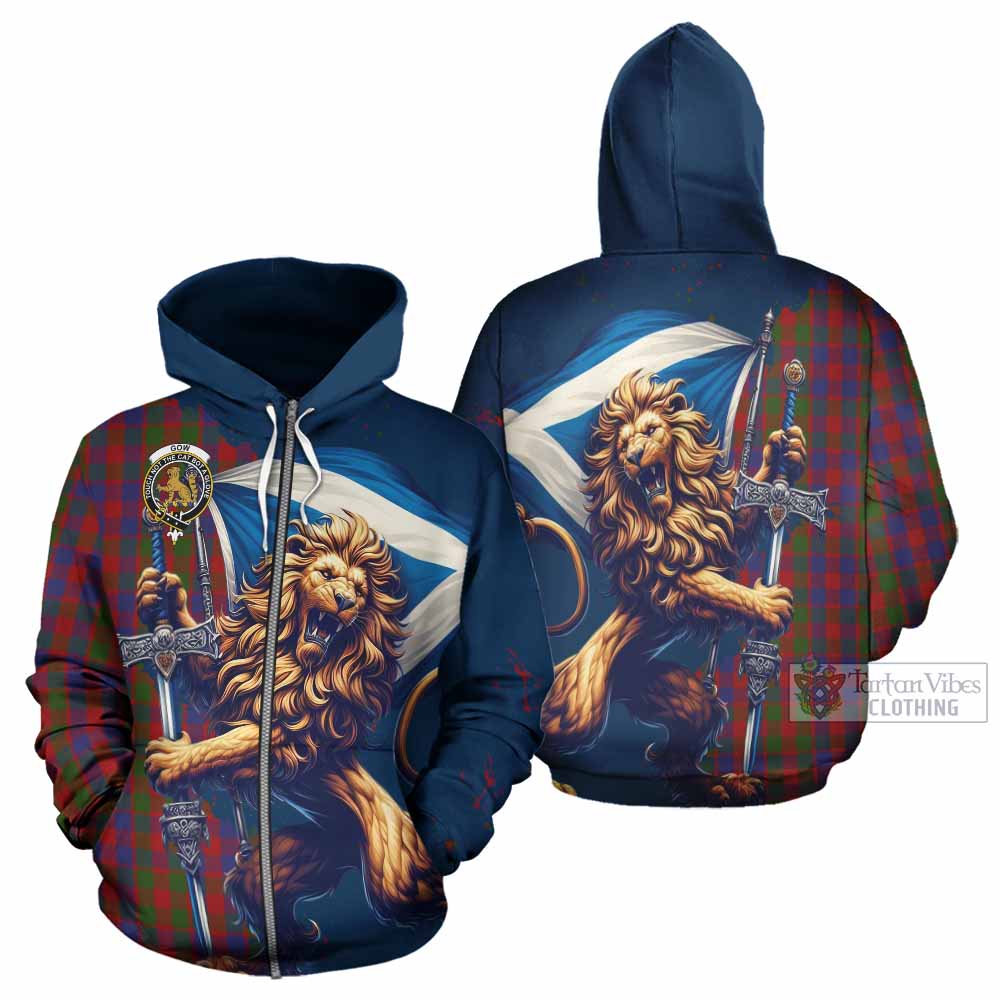 Gow Tartan Family Crest Hoodie with Scottish Majestic Lion - Tartan Vibes Clothing