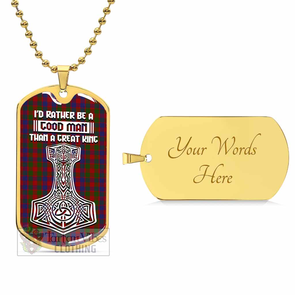Gow Tartan Dog Tag Necklace Viking Mjolnir Style Gold Yes - Tartan Vibes Clothing