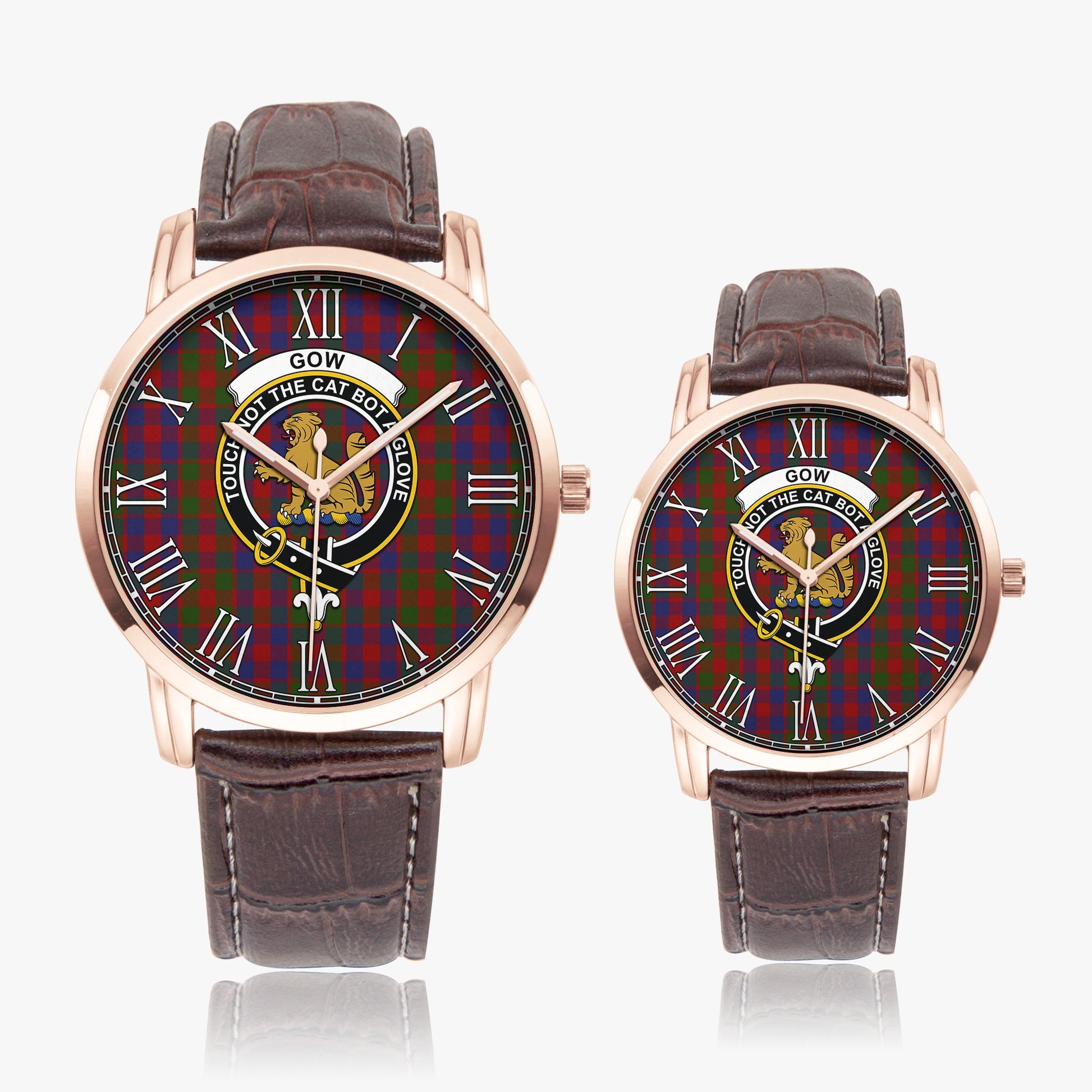 Gow Tartan Family Crest Leather Strap Quartz Watch - Tartan Vibes Clothing