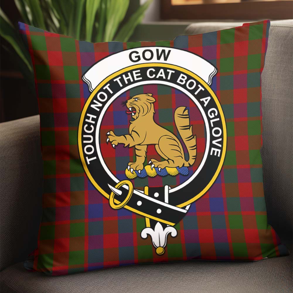 Gow Tartan Pillow Cover with Family Crest - Tartan Vibes Clothing
