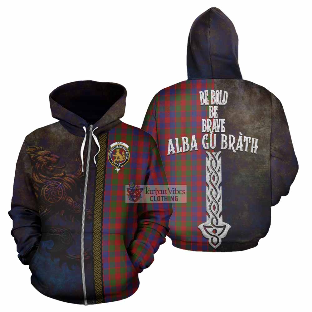 Gow Tartan Family Crest Hoodie Alba Gu Brath Be Brave Lion Ancient Style Zip Hoodie - Tartan Vibes Clothing