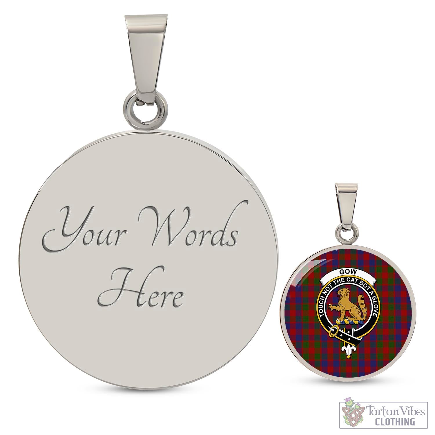 Gow Tartan Circle Necklace with Family Crest Luxury Necklace (Silver) Yes - Tartan Vibes Clothing