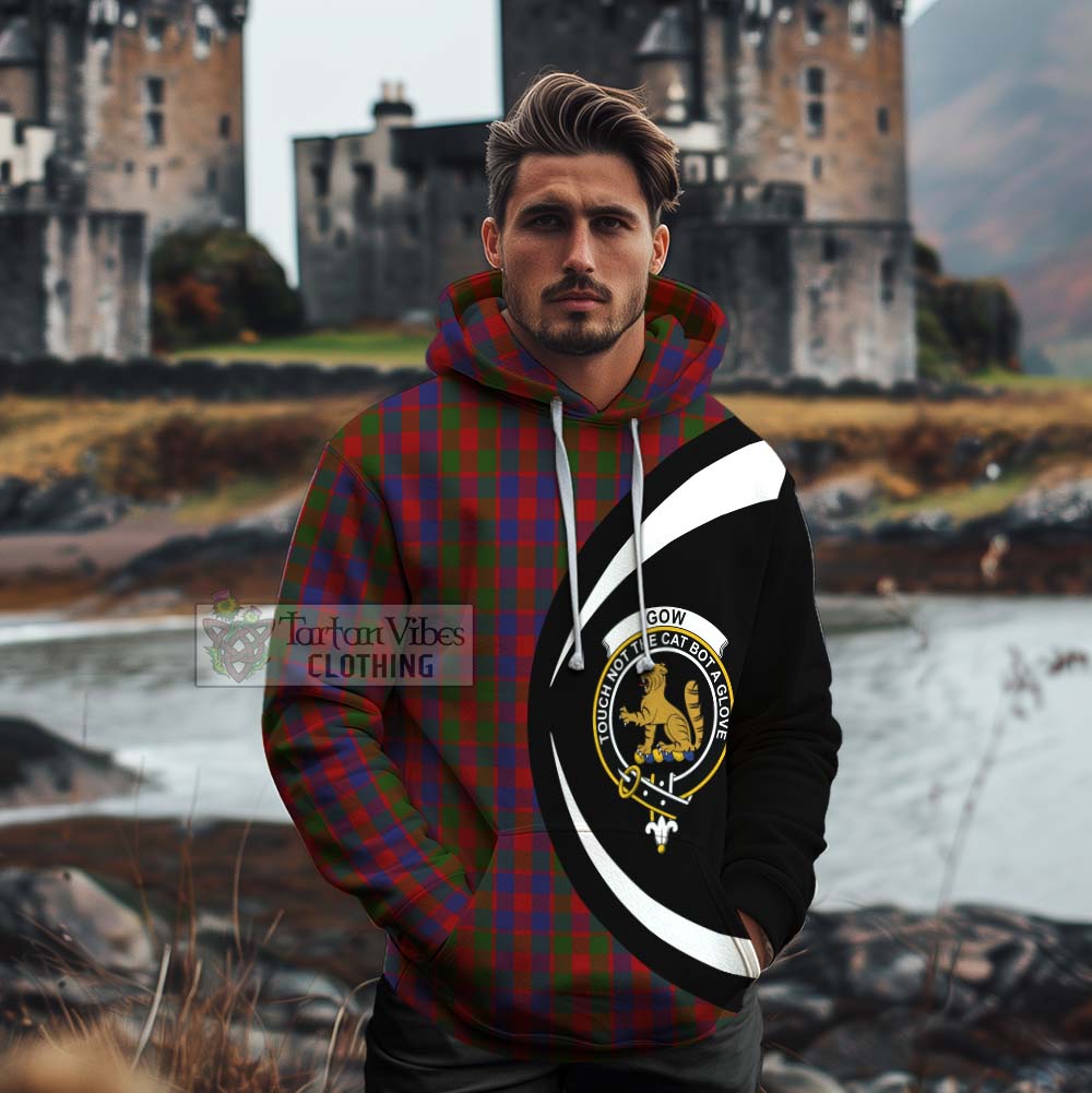 Gow Tartan Cotton Hoodie with Family Crest Circle Style - Tartan Vibes Clothing