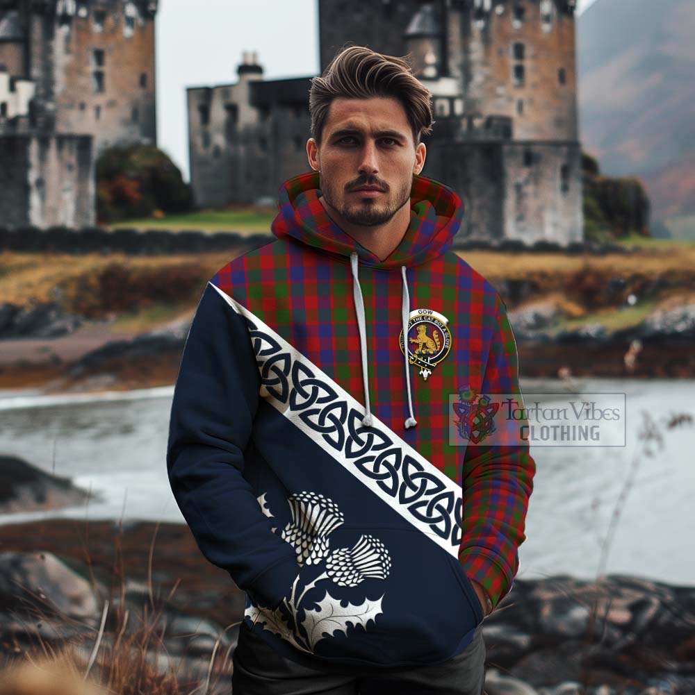 Gow Tartan Cotton Hoodie Featuring Thistle and Scotland Map - Tartan Vibes Clothing