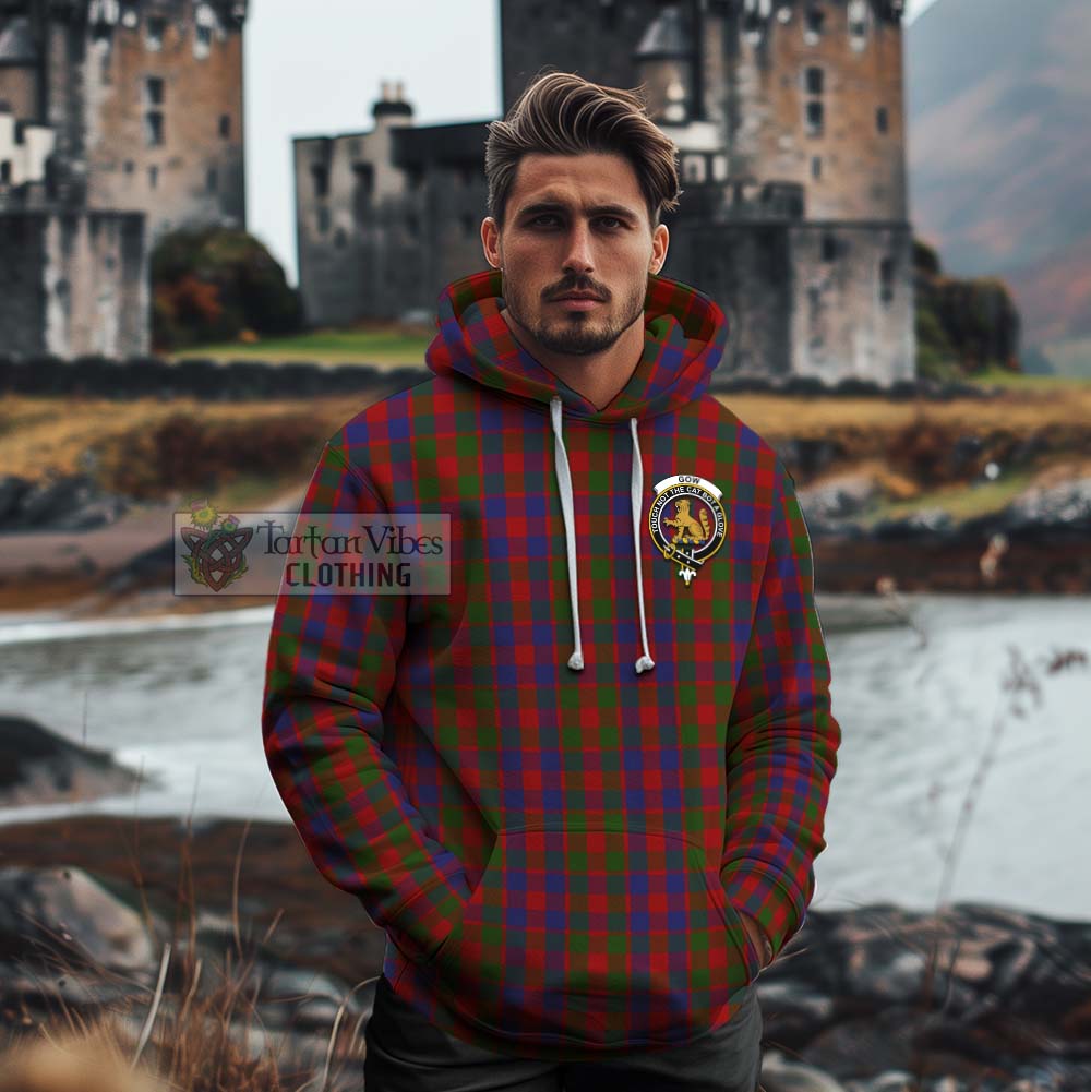 Gow Tartan Cotton Hoodie with Family Crest Celtic Skull Style - Tartan Vibes Clothing
