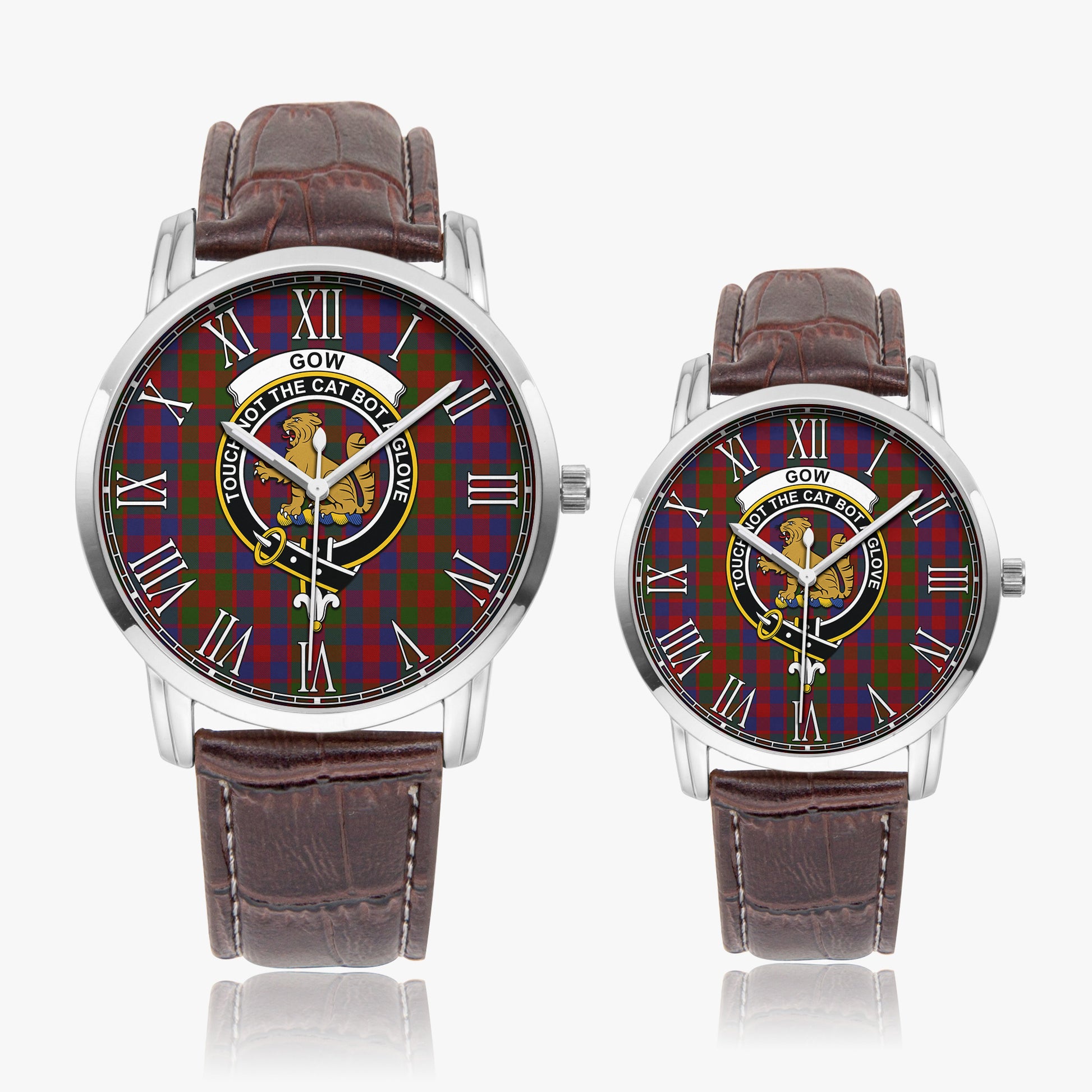 Gow Tartan Family Crest Leather Strap Quartz Watch - Tartan Vibes Clothing