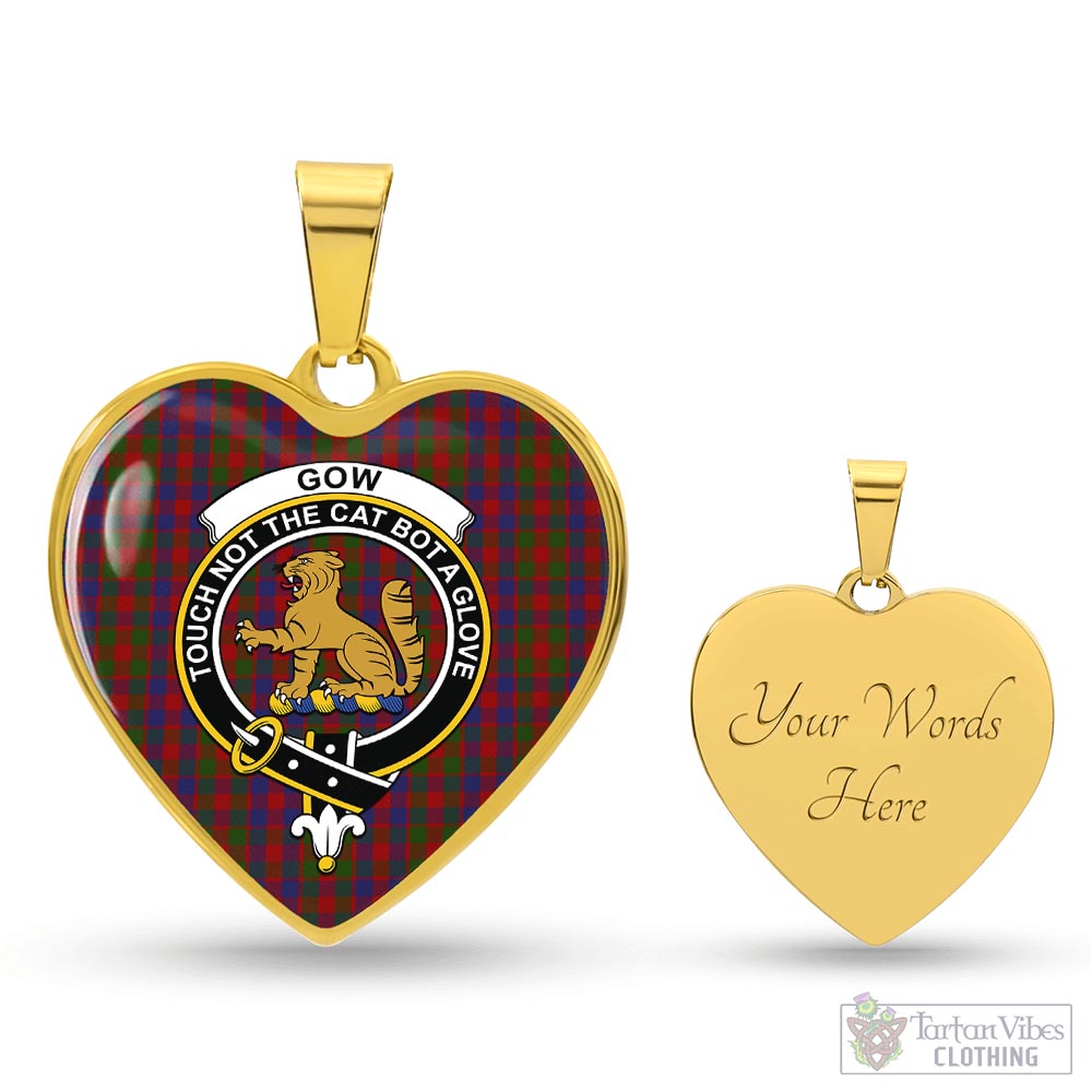Gow Tartan Heart Necklace with Family Crest Luxury Necklace (Gold) Yes - Tartan Vibes Clothing