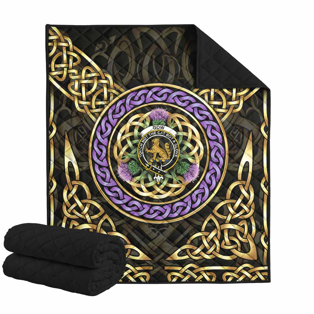 Gow Clan Crest Premium Quilt Celtic Scottish Thistle Super King Quilt 91" x 110" - Tartan Vibes Clothing