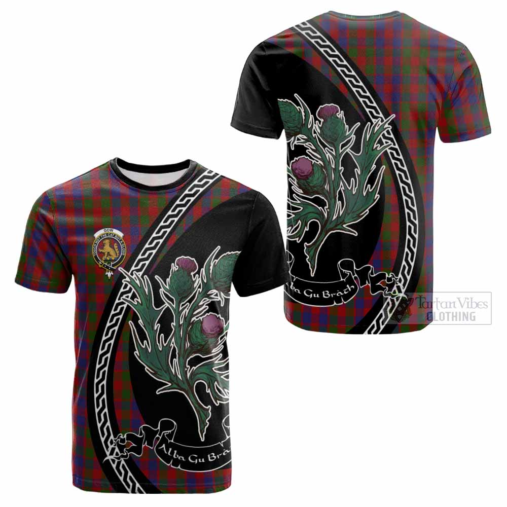 Gow Family Crest Tartan Cotton T-shirt Alba Thistle Inspired - Tartan Vibes Clothing