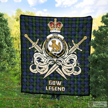 Gow Hunting Tartan Quilt with Clan Crest and the Golden Sword of Courageous Legacy