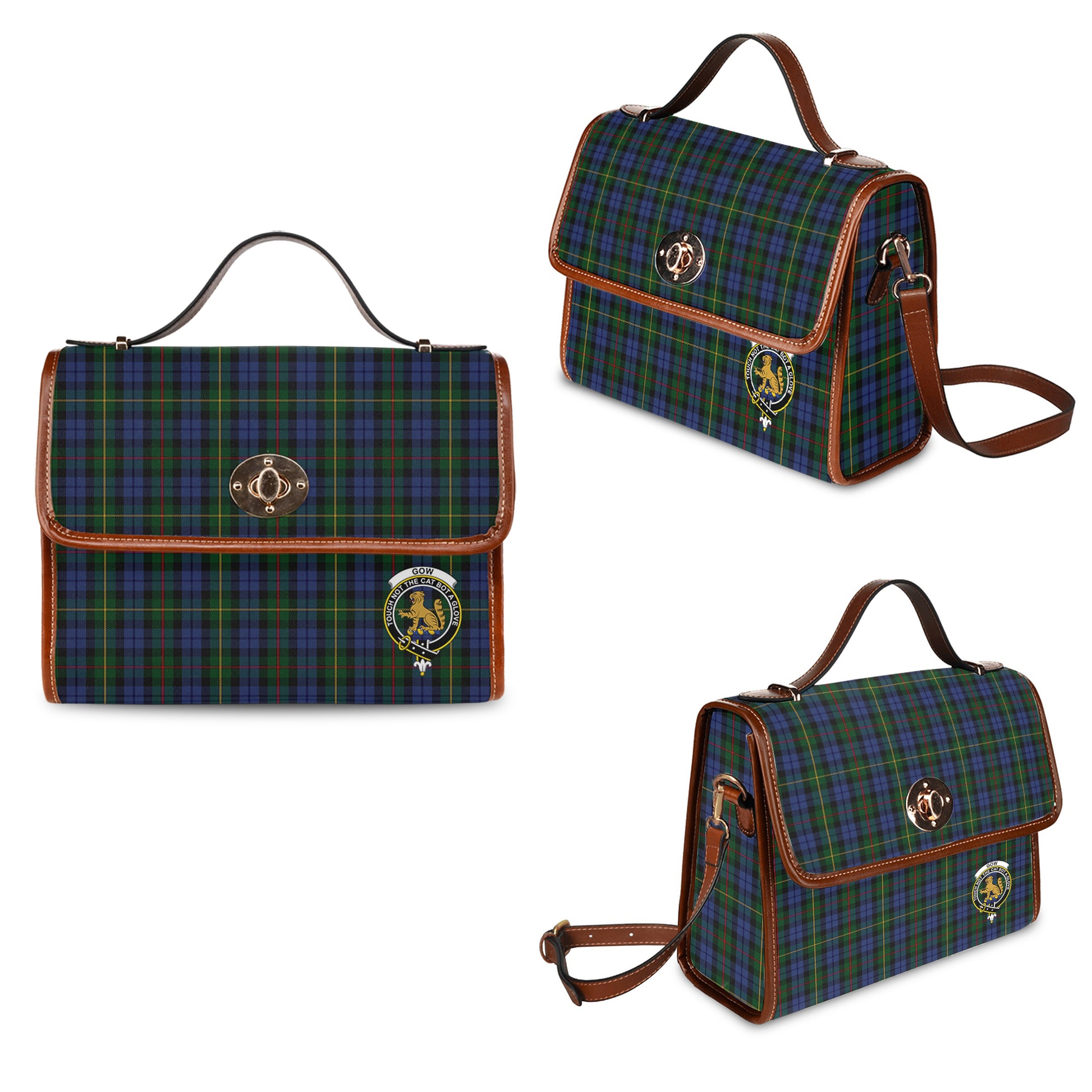 gow-hunting-tartan-leather-strap-waterproof-canvas-bag-with-family-crest