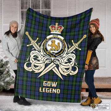Gow Hunting Tartan Blanket with Clan Crest and the Golden Sword of Courageous Legacy