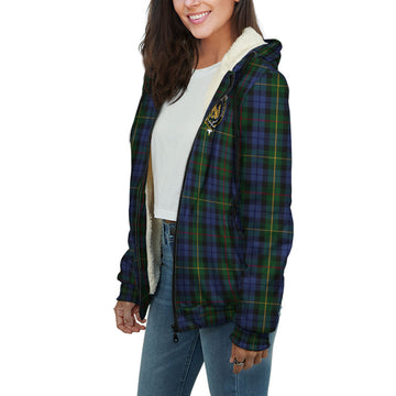 Gow Hunting Tartan Sherpa Hoodie with Family Crest