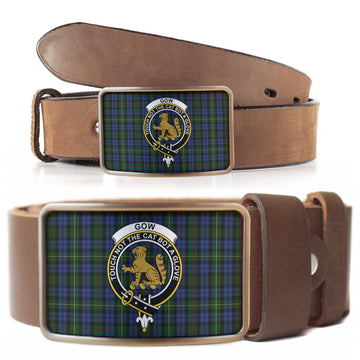 Gow Hunting Tartan Belt Buckles with Family Crest