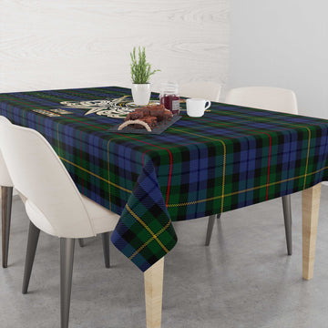 Gow Hunting Tartan Tablecloth with Clan Crest and the Golden Sword of Courageous Legacy