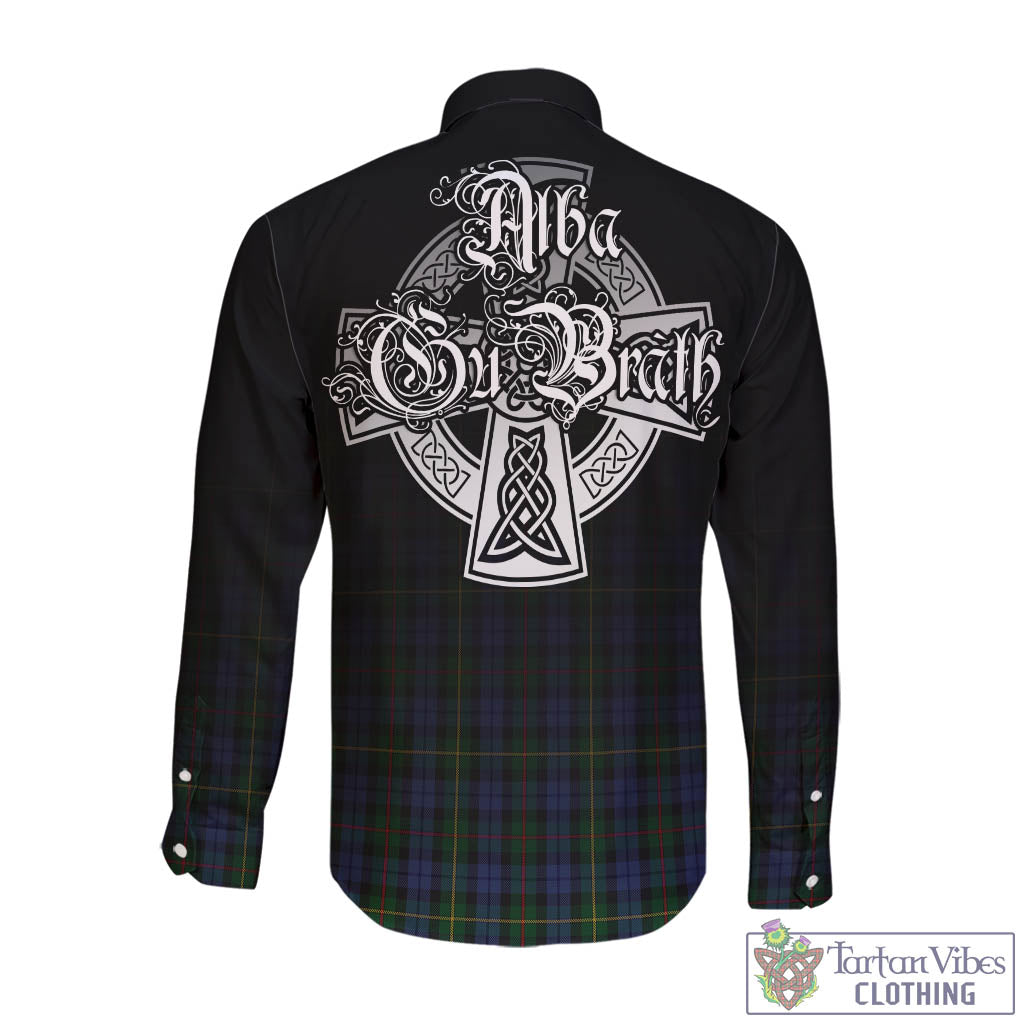 Tartan Vibes Clothing Gow Hunting Tartan Long Sleeve Button Up Featuring Alba Gu Brath Family Crest Celtic Inspired