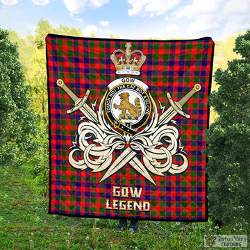 Gow Modern Tartan Quilt with Clan Crest and the Golden Sword of Courageous Legacy