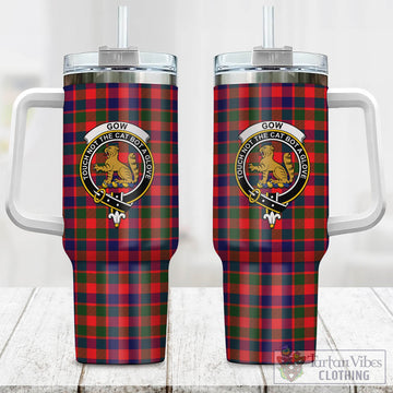 Gow Modern Tartan and Family Crest Tumbler with Handle