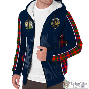 Gow Modern Tartan Sherpa Hoodie with Family Crest and Scottish Thistle Vibes Sport Style