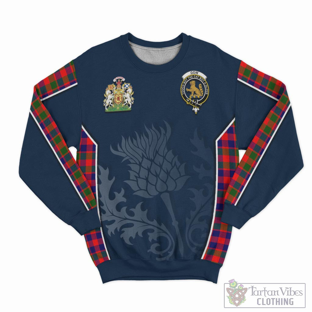 Tartan Vibes Clothing Gow Modern Tartan Sweatshirt with Family Crest and Scottish Thistle Vibes Sport Style