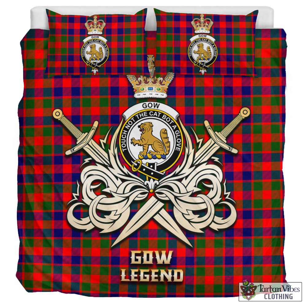 Tartan Vibes Clothing Gow Modern Tartan Bedding Set with Clan Crest and the Golden Sword of Courageous Legacy
