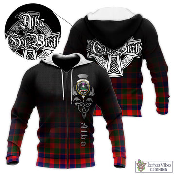 Gow of Skeoch Tartan Knitted Hoodie Featuring Alba Gu Brath Family Crest Celtic Inspired