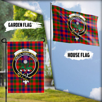 Gow of Skeoch Tartan Flag with Family Crest