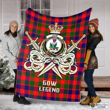 Gow of Skeoch Tartan Blanket with Clan Crest and the Golden Sword of Courageous Legacy