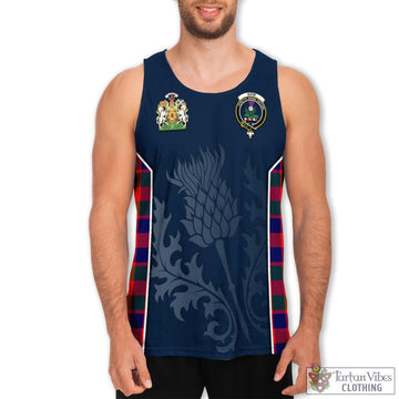 Gow of Skeoch Tartan Men's Tanks Top with Family Crest and Scottish Thistle Vibes Sport Style