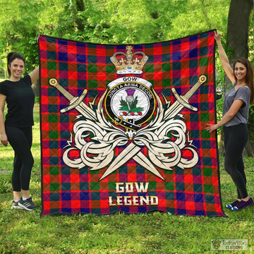 Gow of Skeoch Tartan Quilt with Clan Crest and the Golden Sword of Courageous Legacy