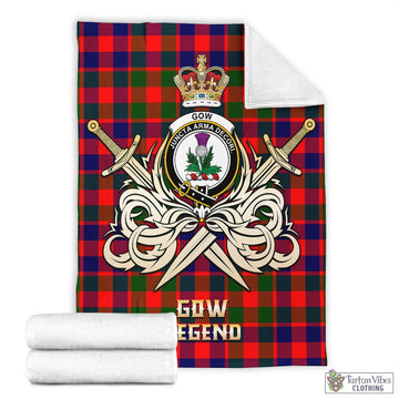 Gow of Skeoch Tartan Blanket with Clan Crest and the Golden Sword of Courageous Legacy