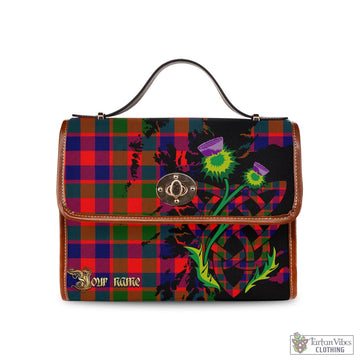 Gow of Skeoch Tartan Waterproof Canvas Bag with Scotland Map and Thistle Celtic Accents