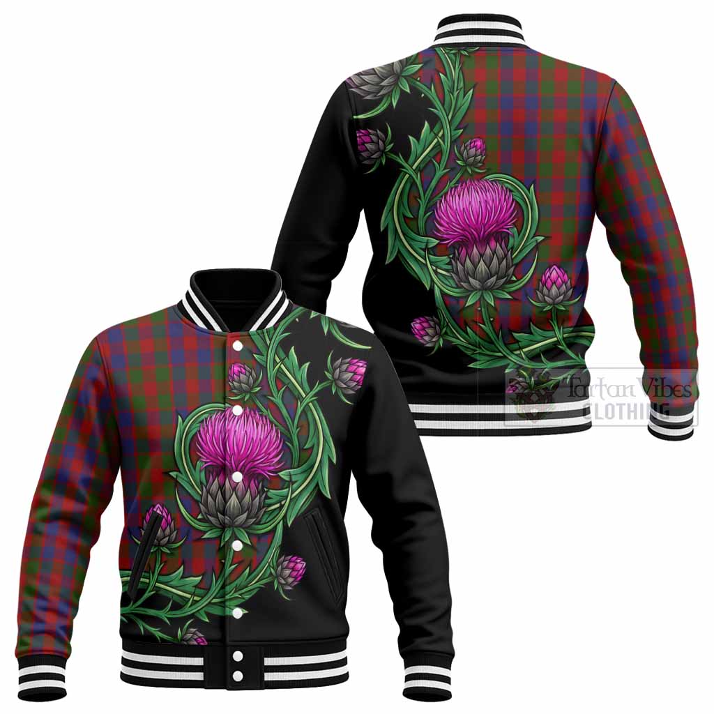 Gow Tartan Baseball Jacket Resilient Scottish Thistle - Tartan Vibes Clothing