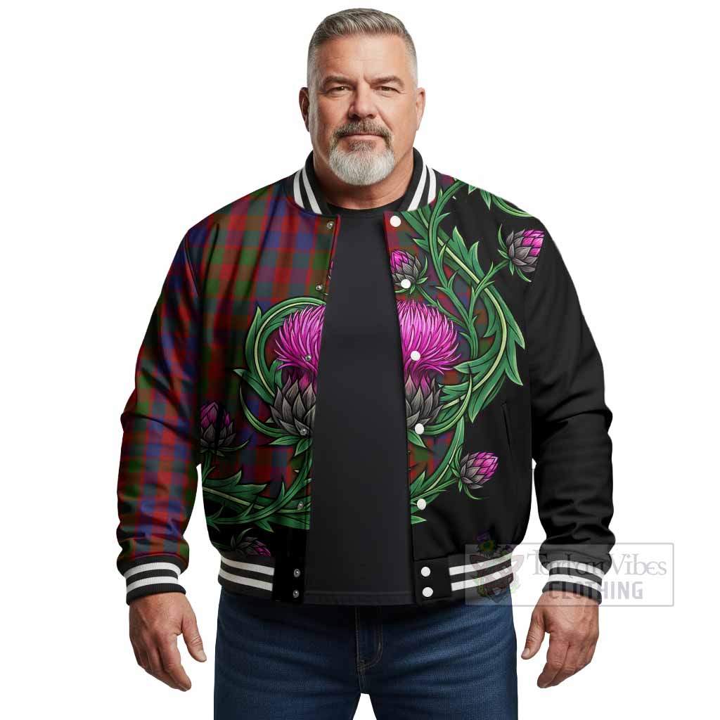 Gow Tartan Baseball Jacket Resilient Scottish Thistle - Tartan Vibes Clothing