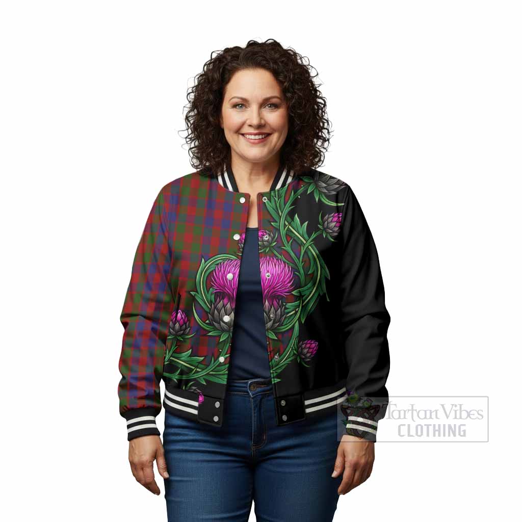 Gow Tartan Baseball Jacket Resilient Scottish Thistle - Tartan Vibes Clothing
