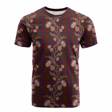 Gow Tartan Cotton T-shirt Seamless Scottish Thistle Flowers