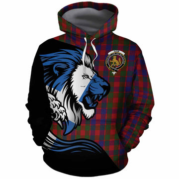 Gow Tartan Crest Cotton Hoodie Scottish Golden Lions Wave Flow