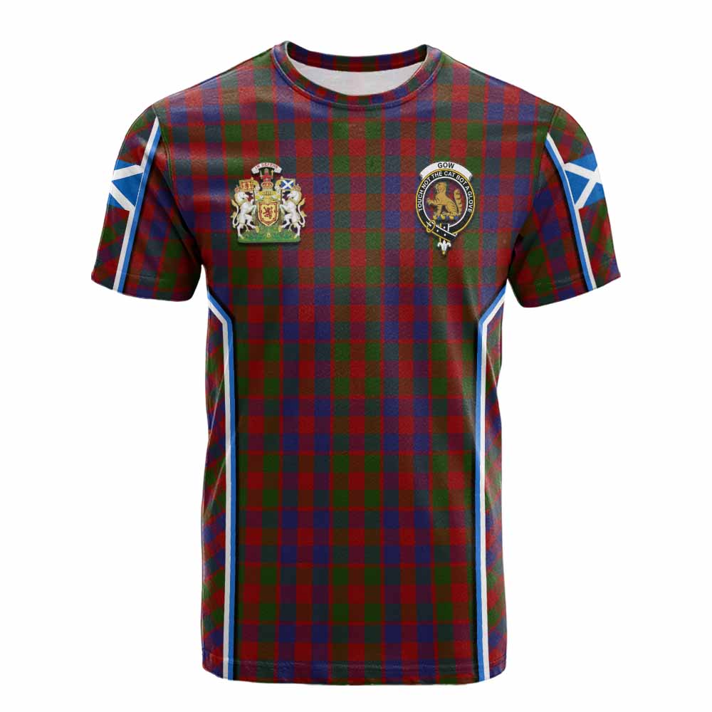 Gow Tartan Crest Cotton T-shirt Scotland Coat of Arm Flag Style - Tartan Vibes Clothing
