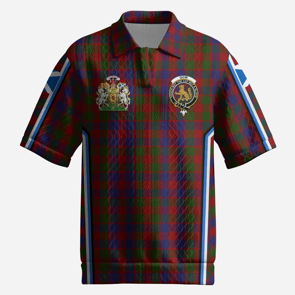 Gow Tartan Crest Men’s Polo Sweater Top Scotland Coat of Arm Flag Style