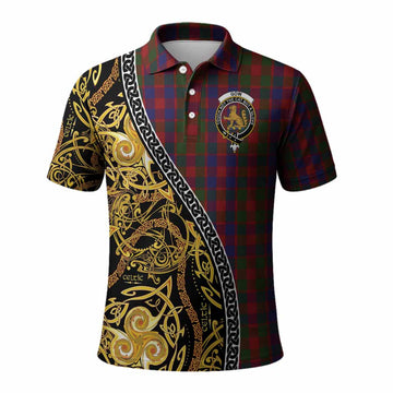 Gow Tartan Crest Polo Shirt Celtic Knot and Triple Trickle Spiral Symbols